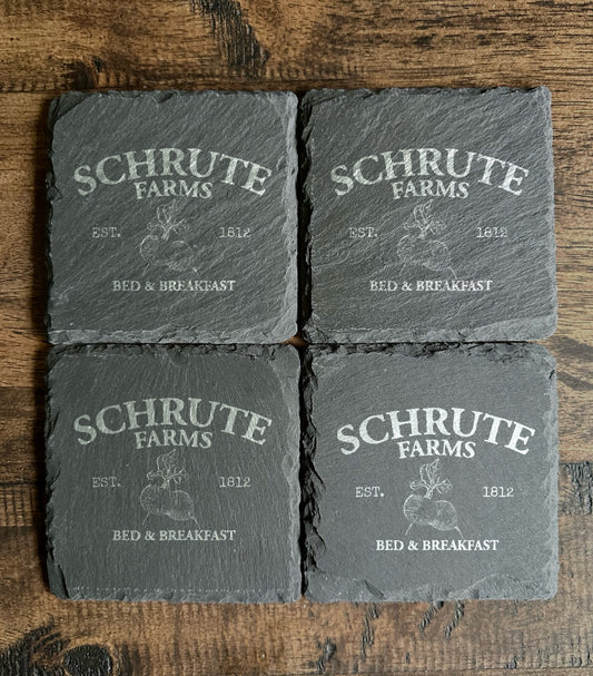 Schrute Farms Themed Slate Coasters