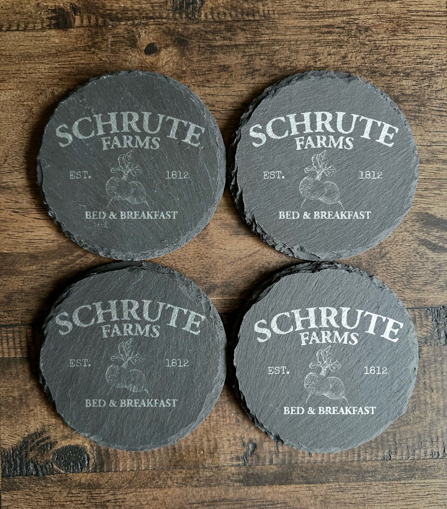 Schrute Farms Themed Slate Coasters