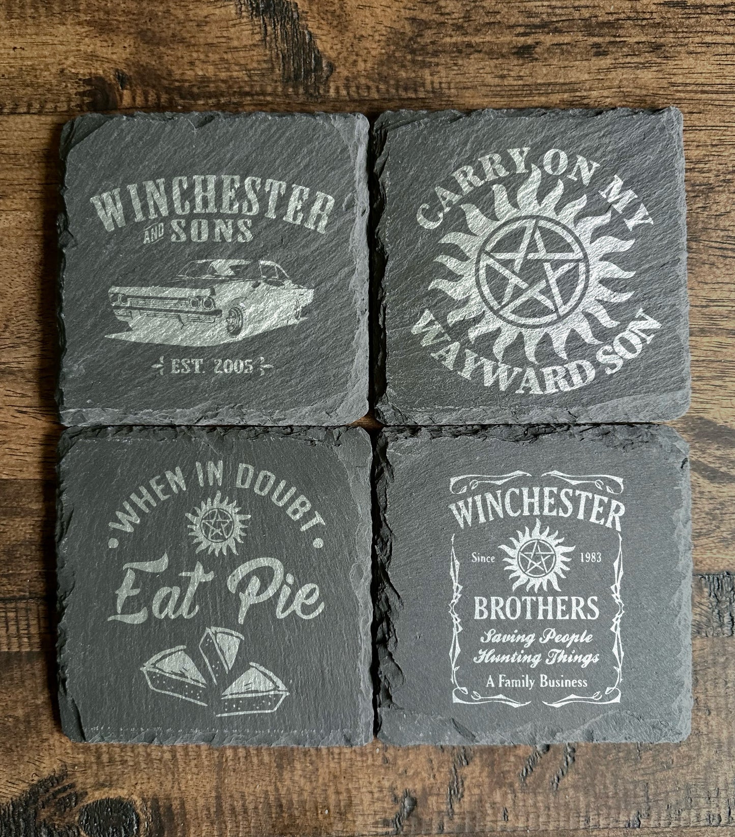 Supernatural Themed Slate Coasters