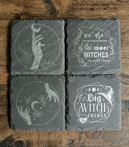 Witchy Themed Slate Coasters