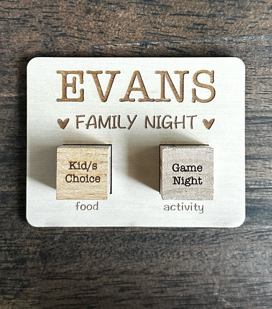 Custom Family Night Board + Dice