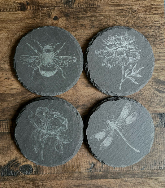 Charming Nature Themed Slate Coasters