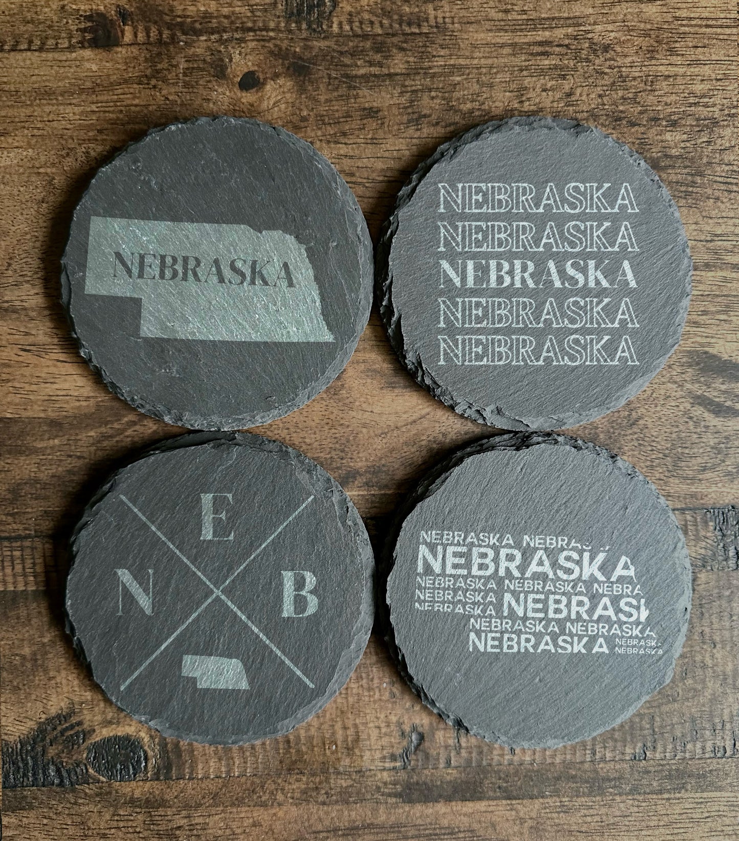 Nebraska Themed Slate Coasters