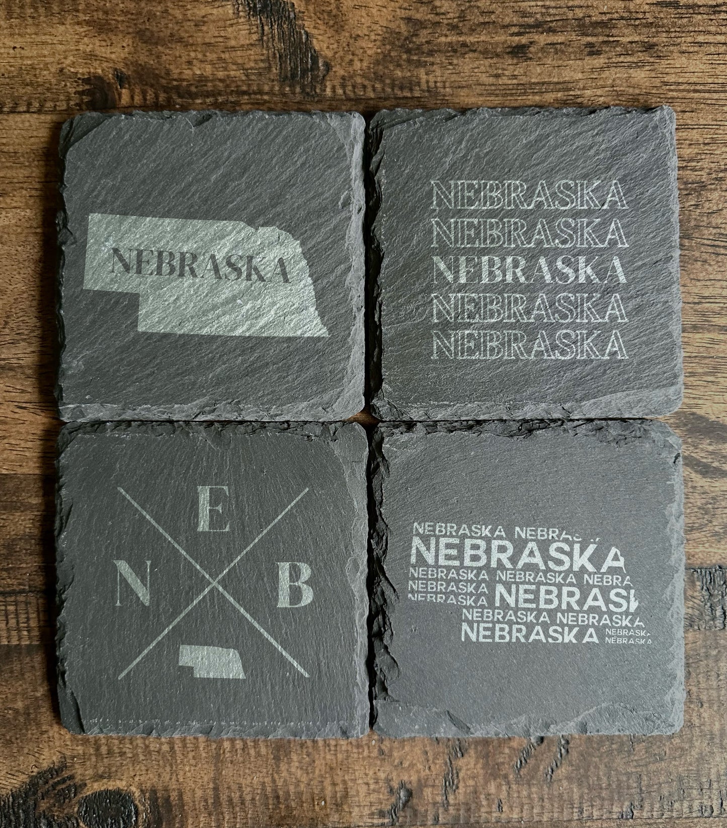 Nebraska Themed Slate Coasters