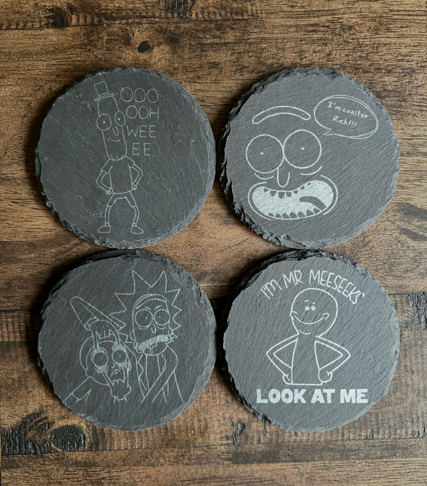 Rick & Morty Themed Slate Coasters