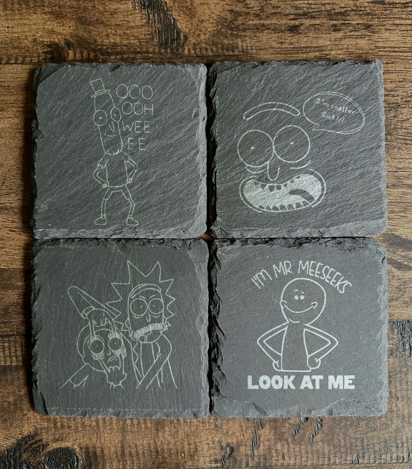 Rick & Morty Themed Slate Coasters